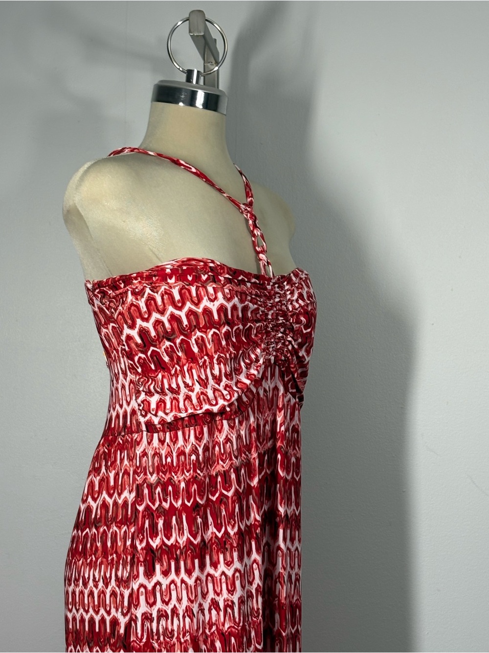 Red Printed Halter Maxi Dress - Picture 7 of 15